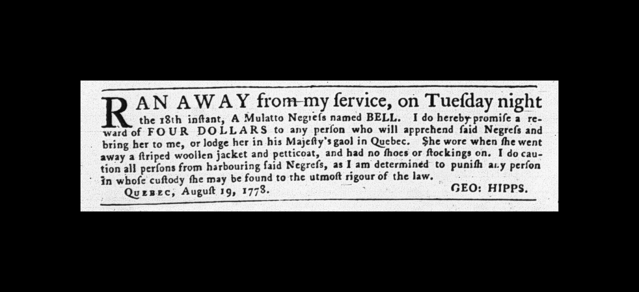 Runaway slave advertisement